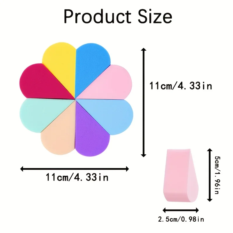 8Pcs Petal Makeup Sponges - Random Color for Foundation/Concealer | Soft Reusable Hypoallergenic Cosmetic Tools