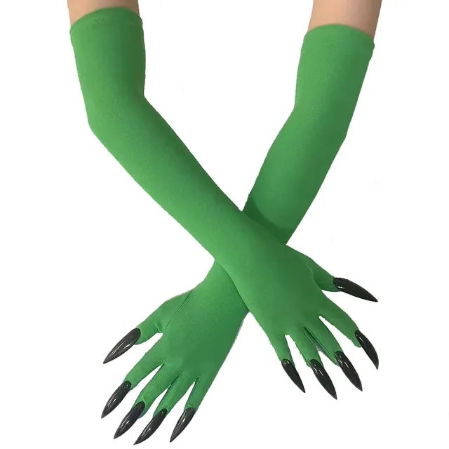 Cool Halloween gloves Green Ghost claws Dress up gloves Fashion black long nails Cosplay Halloween funny gloves C068 1