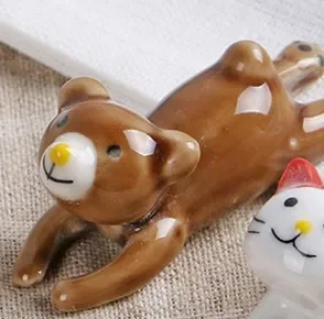 Ceramic Utensil Holder Frog bear cat Shape Chopstick Rest Spoon Fork Holder Rack for DIY Home Dining Table Decoration