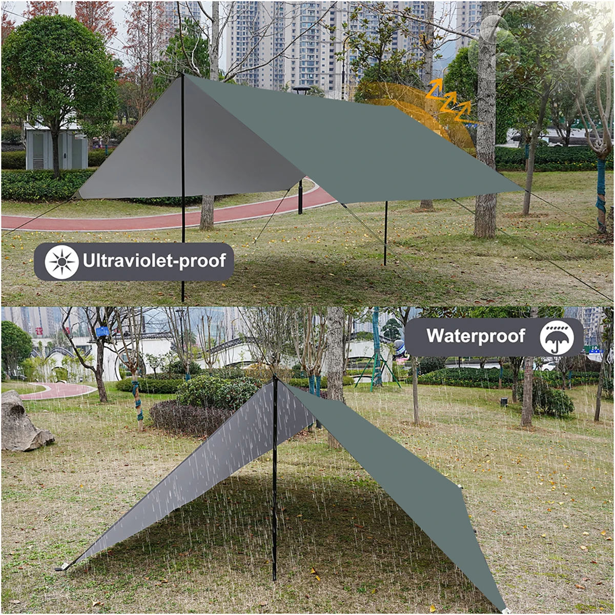 Waterproof Camping Tarp Sunshade UV Protection Lightweight Outdoor Adventure Hiking Camping Backpacking Picnic Tent Tarp Waterproof Tarpaulin Waterproof Tarp Ultralight Tarp