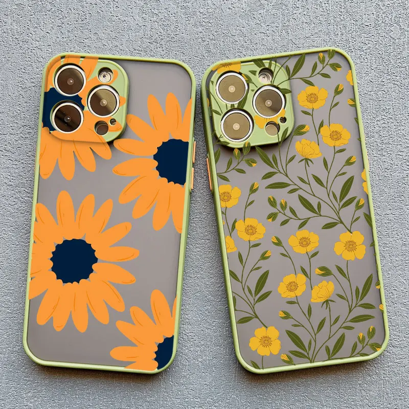 Kunst flache Blumenmuster Schutzhülle für iPhone 16 15 14 Pro Max Plus 11 12 Mini 13 Pro Max 7 8 Plus XR XS Rückseite – Detail 11
