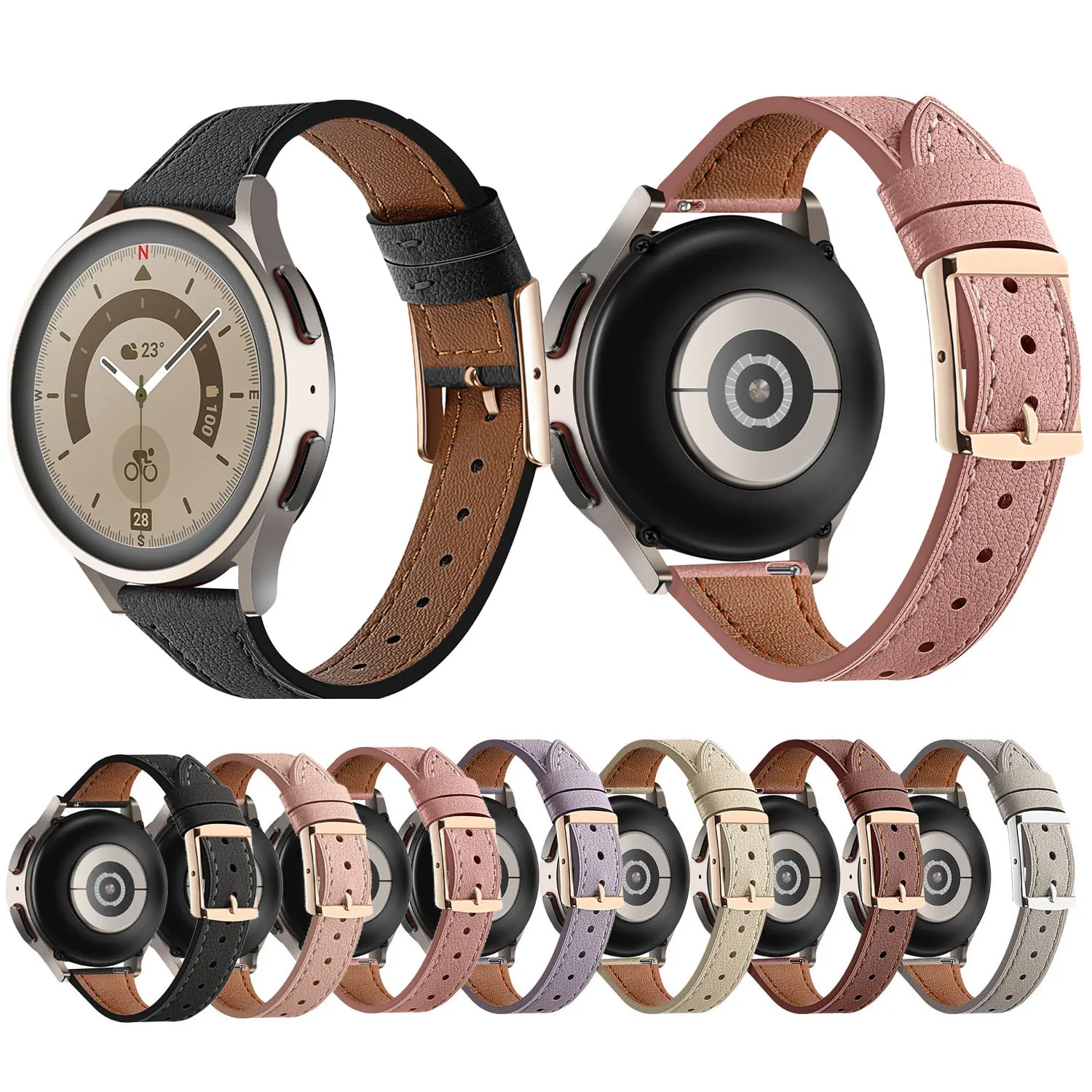 

Ремешок кожаный для Amazfit GTR 47 мм 42 мм GTS 3 2 Samsung Galaxy Watch 5 4 3 Huawei GT2 3