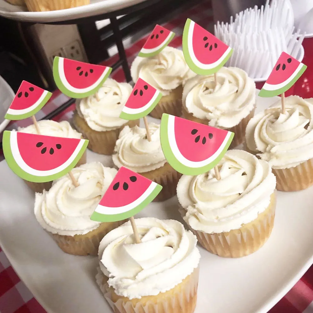 

Watermelon Cupcake Topper One in a Melon Cake Topper Watermelon Themed Baby Shower Girl’s Birthday 1st Birthday Party Supplies