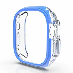 Durable Protective Rubber Bumper Case for 45mm - Series 9 8 7 (Blue - Transparent)