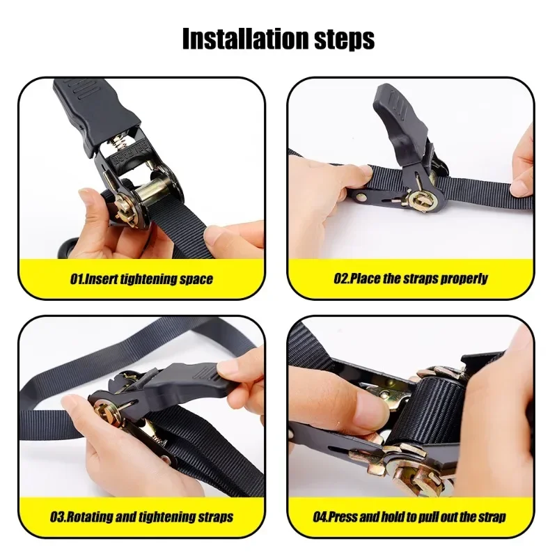 5M Motorcycle Fastening Straps Riding Binding Tighten Tie Down Belt Heavy Duty Buckle Tensioning Trailer Fastening Bike Lashing