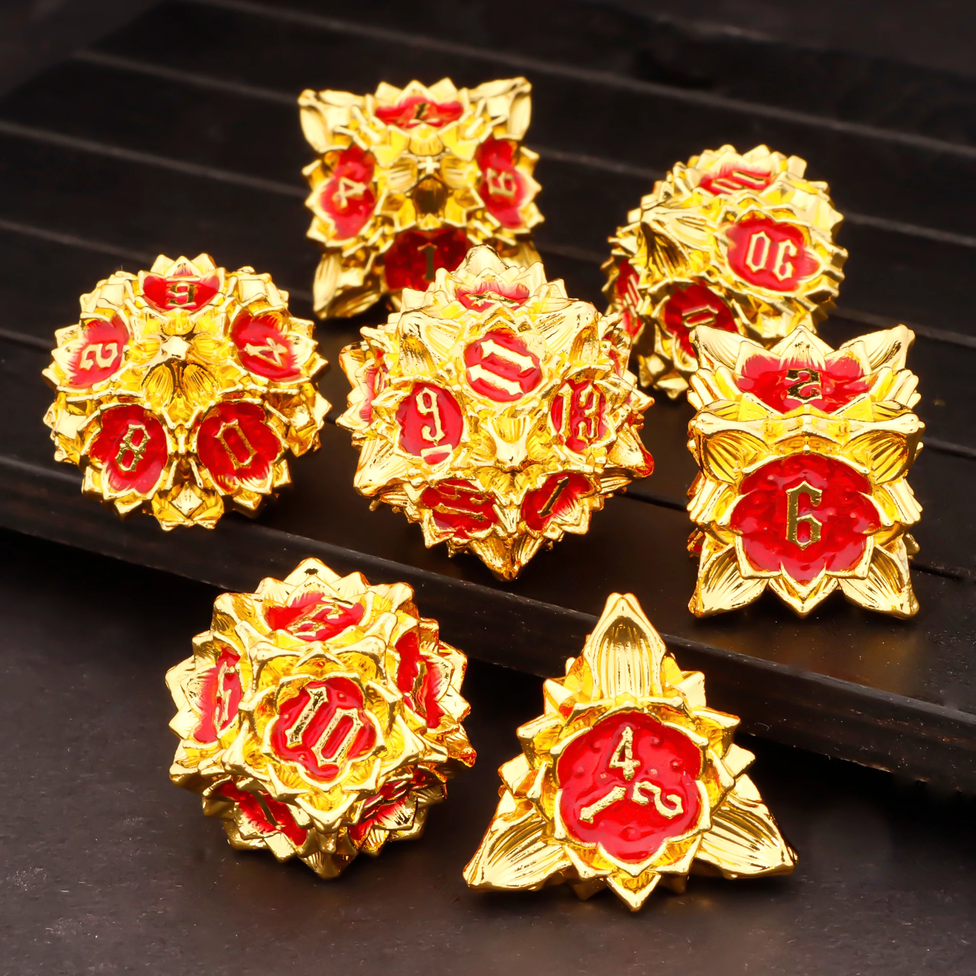 Gold Metal Polyhedral Dice Set for RPG and Tabletop Gaming