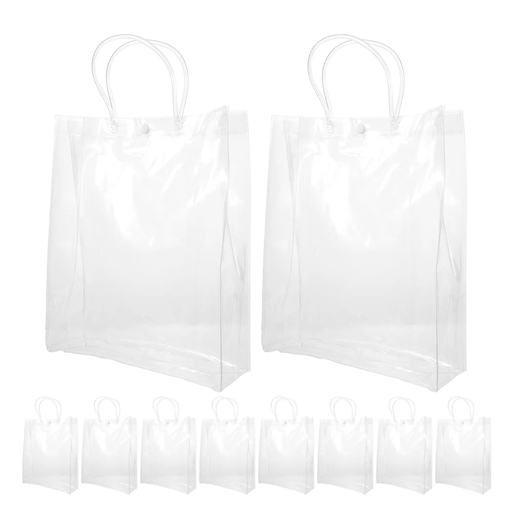 

10 Pcs Carrier Bags Transparent Tote Mini Gift Small Clear Plastic with Handles Present Shopping