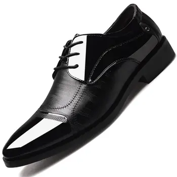 Men's Dress Shoes Business Oxfords Patent Leather Dress Shoes Classic Loafers Formal Derby Shoes For Men 1