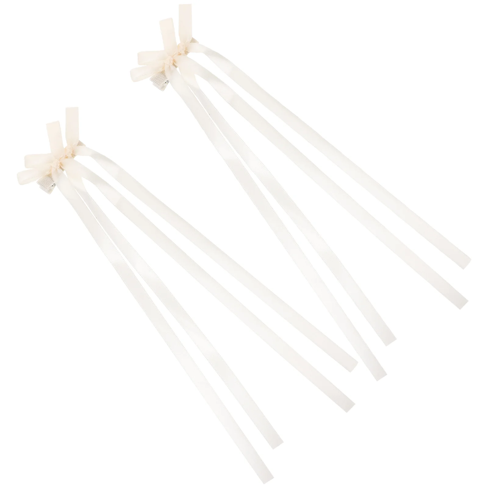 

2 Pcs Hair Clips Bow Hairpin Ribbon Barrettes White Accessories Women Girls Bows