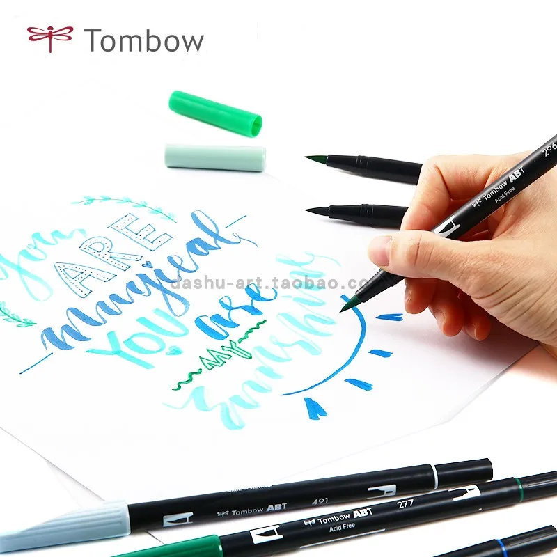 TOMBOW 소프트 수채화 더블 헤드 마커, 캘리그라피 펜 AB-T, 12 색 펜, 소프트 브러시 펜, 드로잉 지명 미술 용품