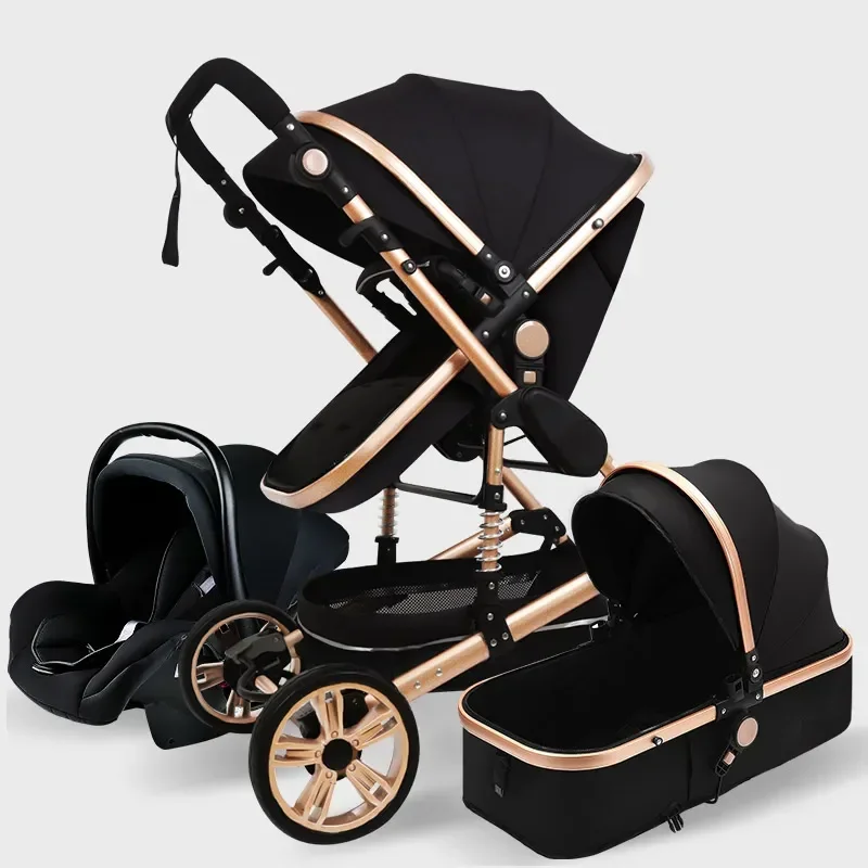 High Landscape Baby Stroller 3 in 1 With Car Seat Pink Stroller Luxury Travel Pram Car seat and Baby Carrier Pushchair
