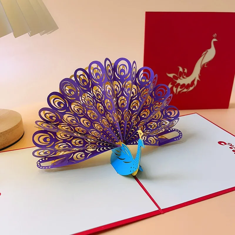 3D Peacock Birthday Christmas Card Pop-up Greeting Cards Postcard Party Wedding Invitation Decorations Creative Girl Gift greeting cards