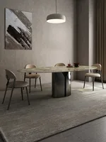 Table à manger ovale en marbre de qualité supérieure sur mesure, toutes tailles, options multi-matériaux, base en acier, mobilier de salle à manger de luxe écologique pour villa 2