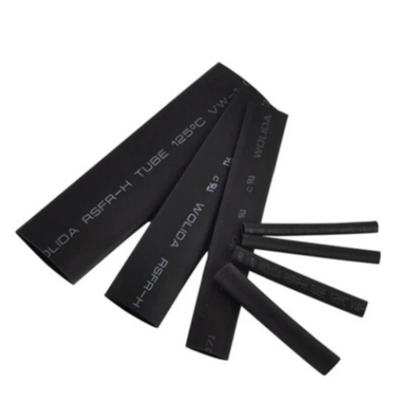 127pcs Black 7 Sizes Assorted Bagged Flame-Retardant Heat Shrinkable Tube Combination Sets Car Accessories