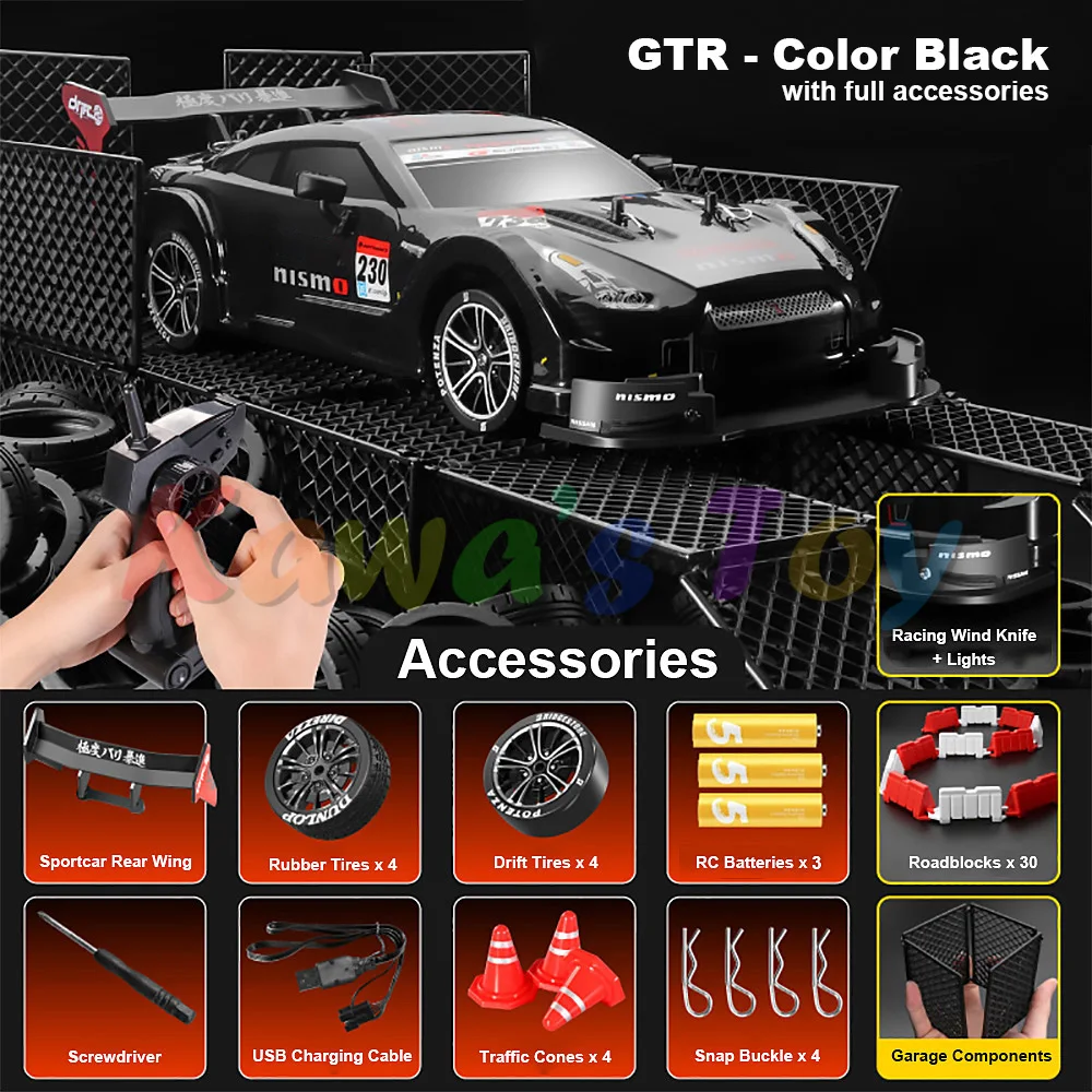 Gtr r35 rcドリフト車のおもちゃ、1:16スケール、無限無限変数