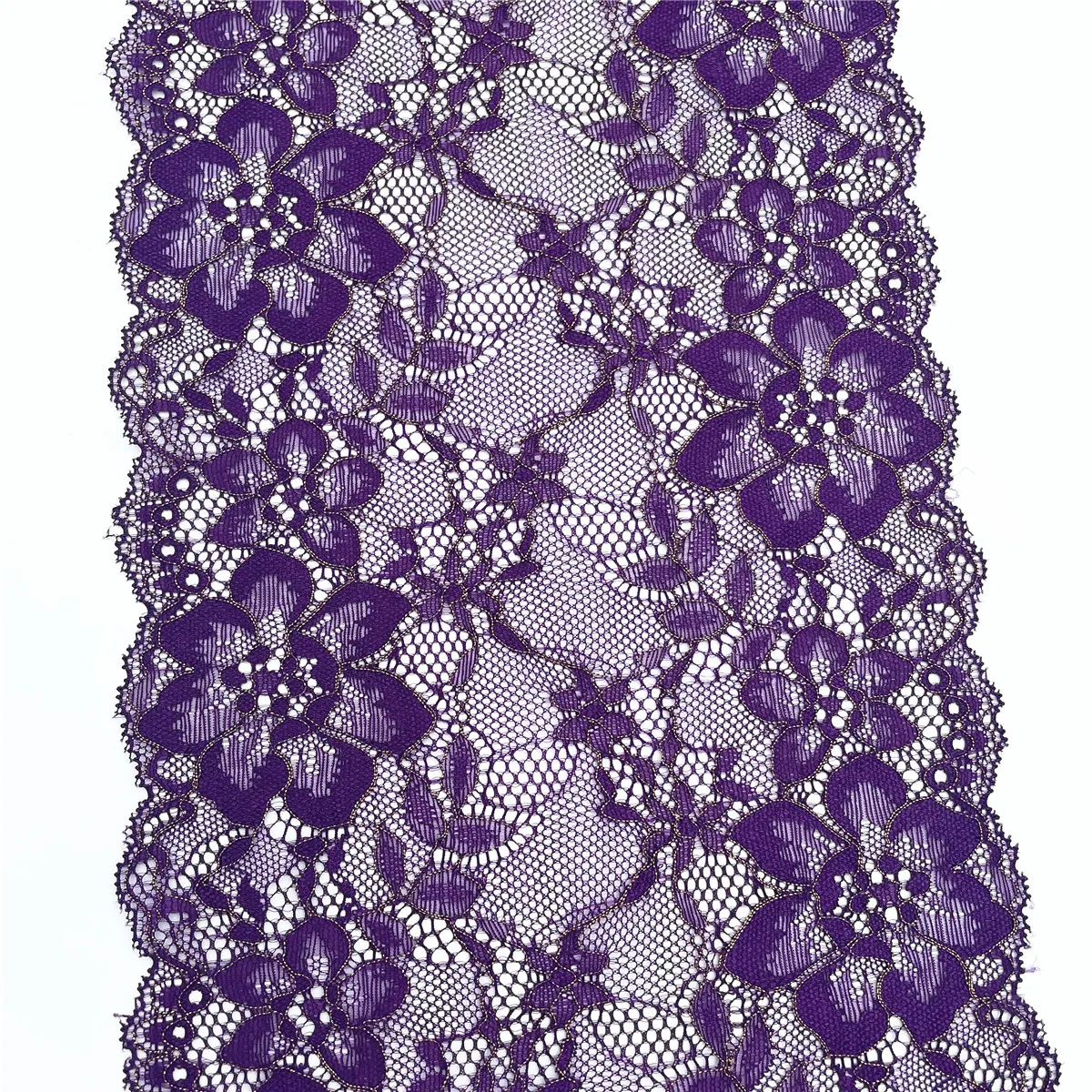 3y/lot Width 17.50cm Dark Purple Gold Elastic Stretch Lace For Skirt Hem Underwear Sewing Craft DIY Apparel Fabrics Material 3