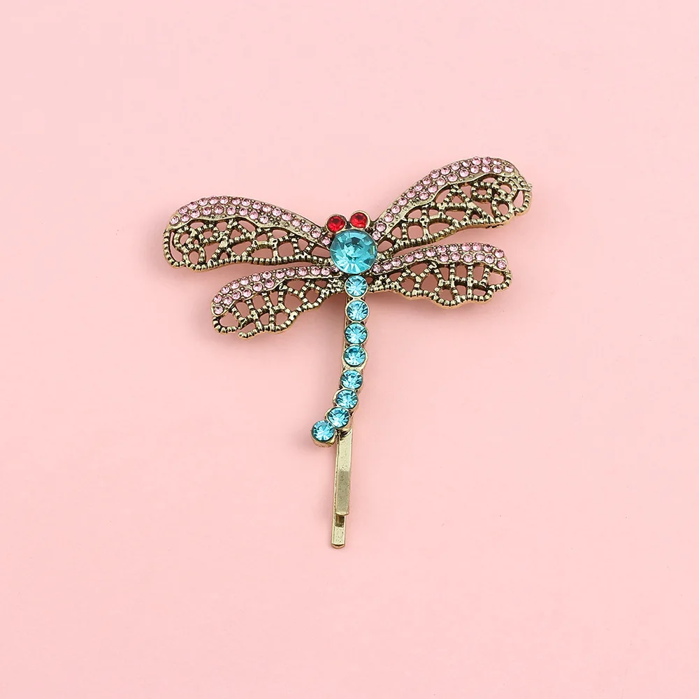 Broche Libellule femme 7cm, zircons, dispositif pour l