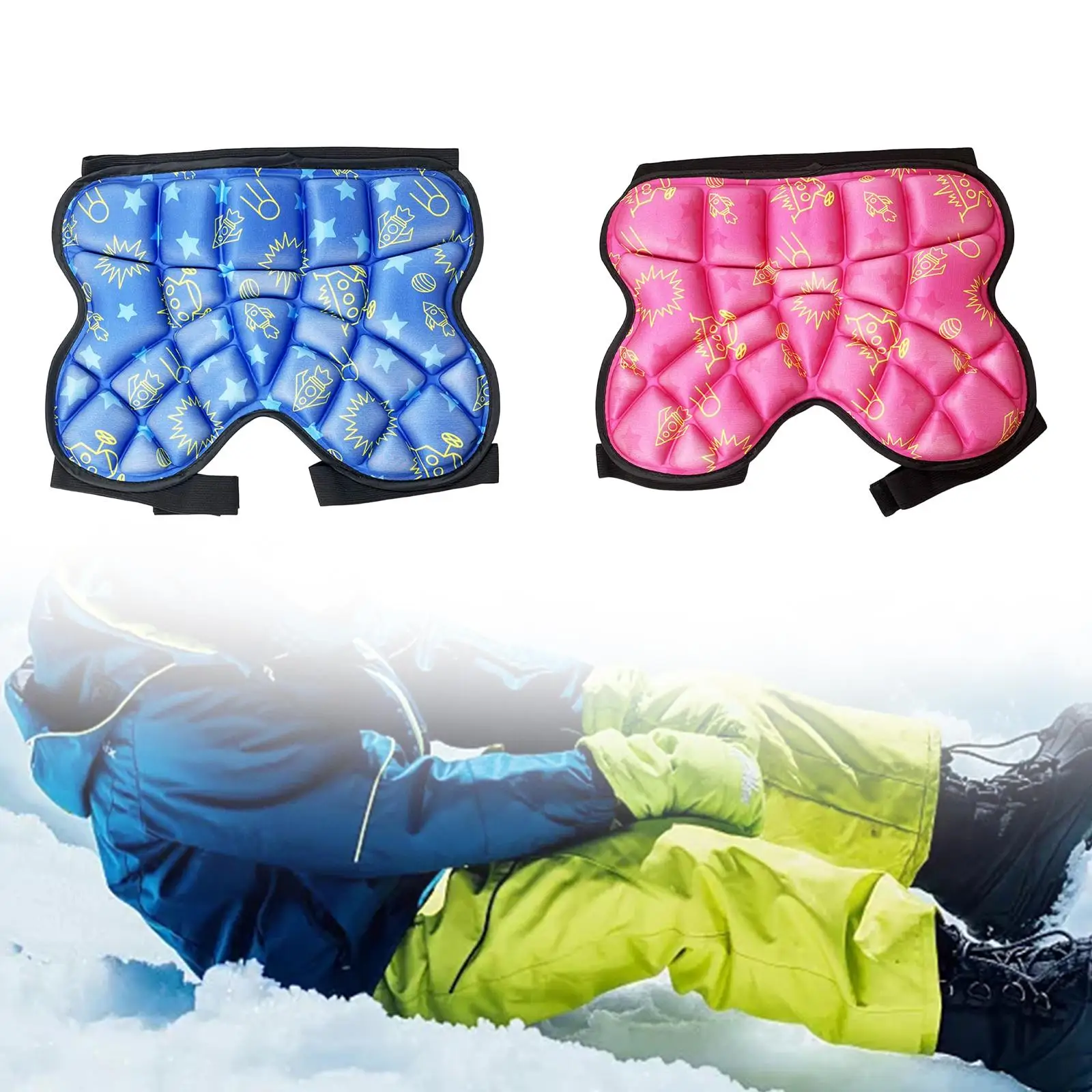 Kids Sponge Skid Hip Pad Butt Pads Ski Protective Hip Pad Padded Knee Shorts Adjustable for Skateboard Snowboarding