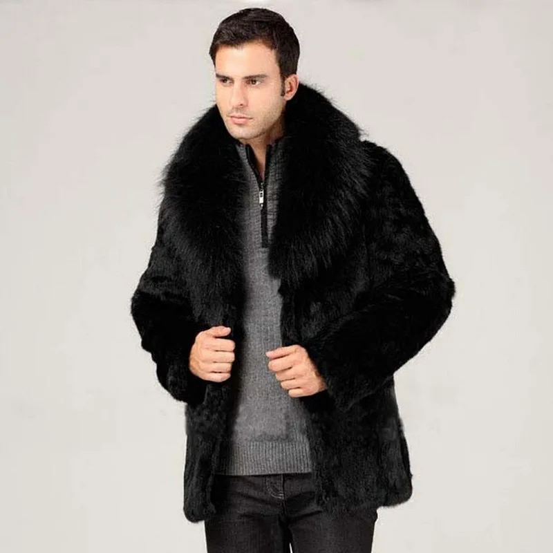 

2023 Winter men's clothing imitation mink fur coat fox Lapel collar casual Slim jacket men's top Faux Leather Fashion Motoqueiro