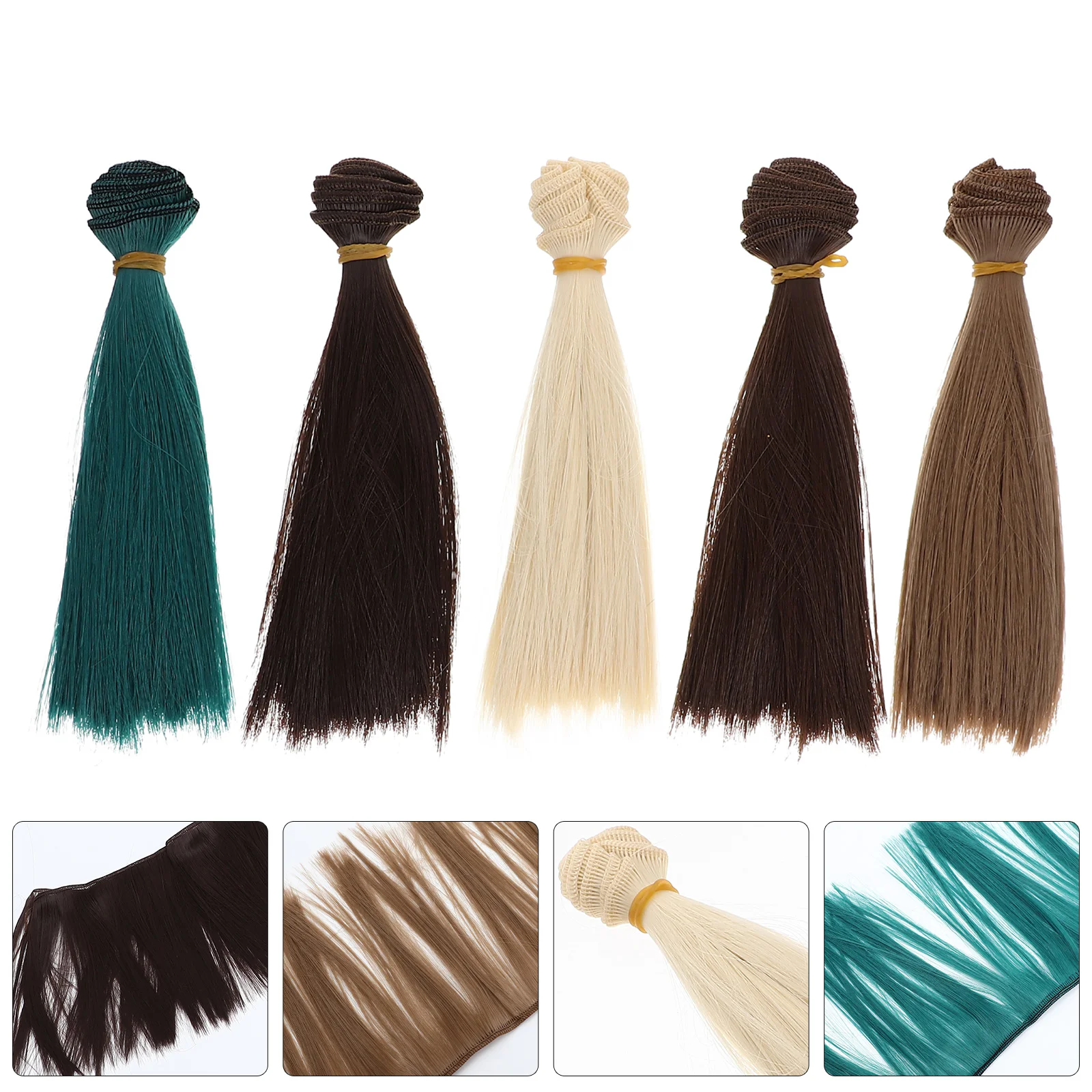 

BJD Dolls Synthetic Hair Wefts in 5 Colors for DIY Wig Making and Doll Decoration