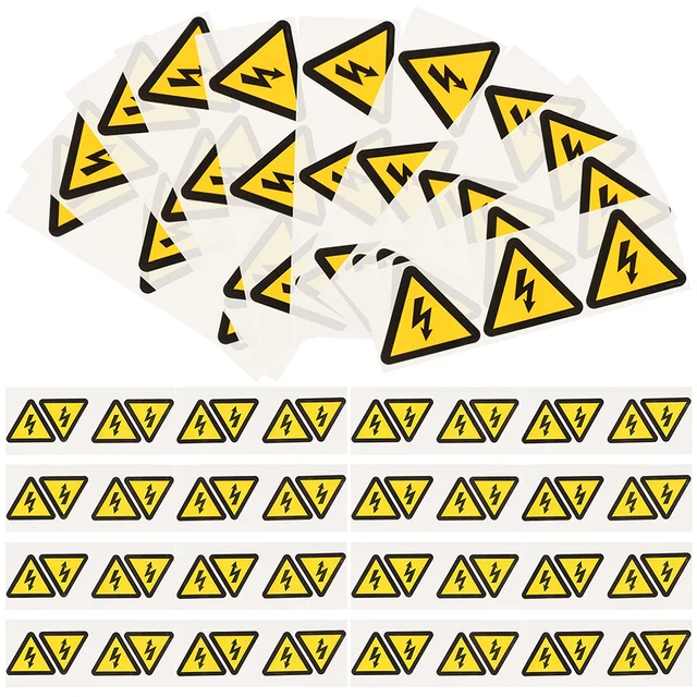 24Pcs Self Adhesive Caution Stickers Electric Warning Stickers Signs Warning Stickers 5