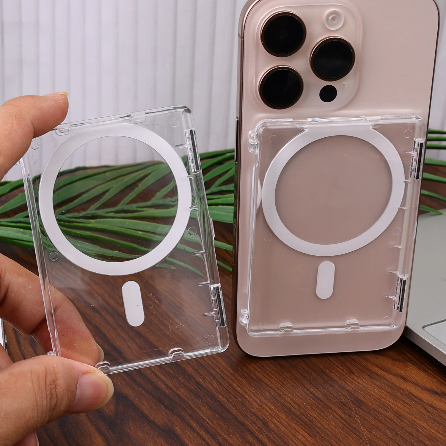 Magnetischer transparenter Brieftaschen-Kartenhalter für Magsafe-Fotohülle, Magnet-Sockel, Kartenfächer, Schutzhülle für iPhone 17, Samsung Mi