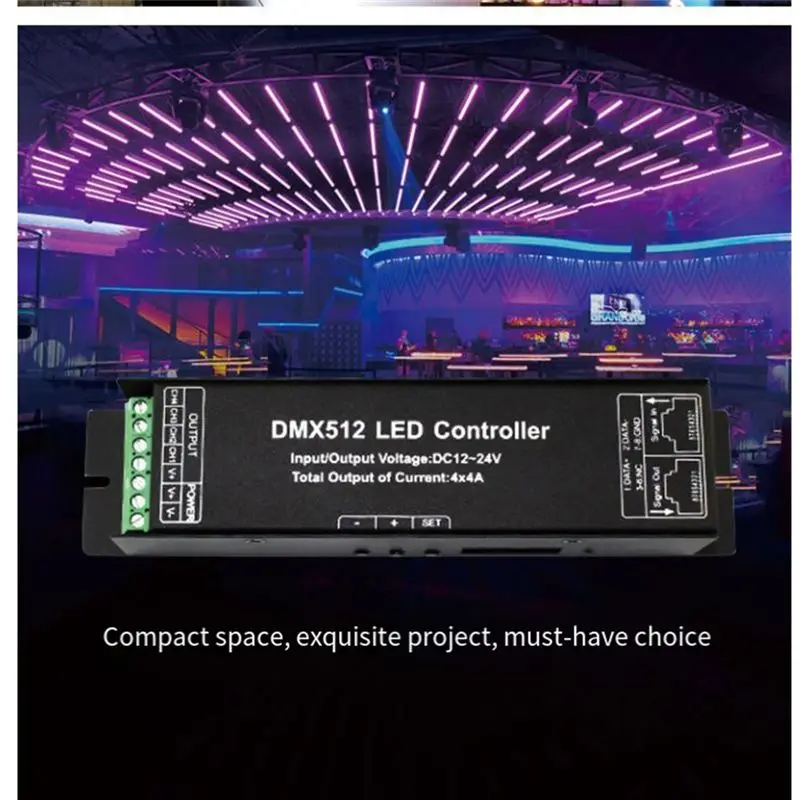 ABNR LED DMX512 4CH 디지털 디스플레이 디코더 디밍 드라이버 LED DMX512 디코더 (RGBW 스트립 라이트용) DC12-24V 4A/CH