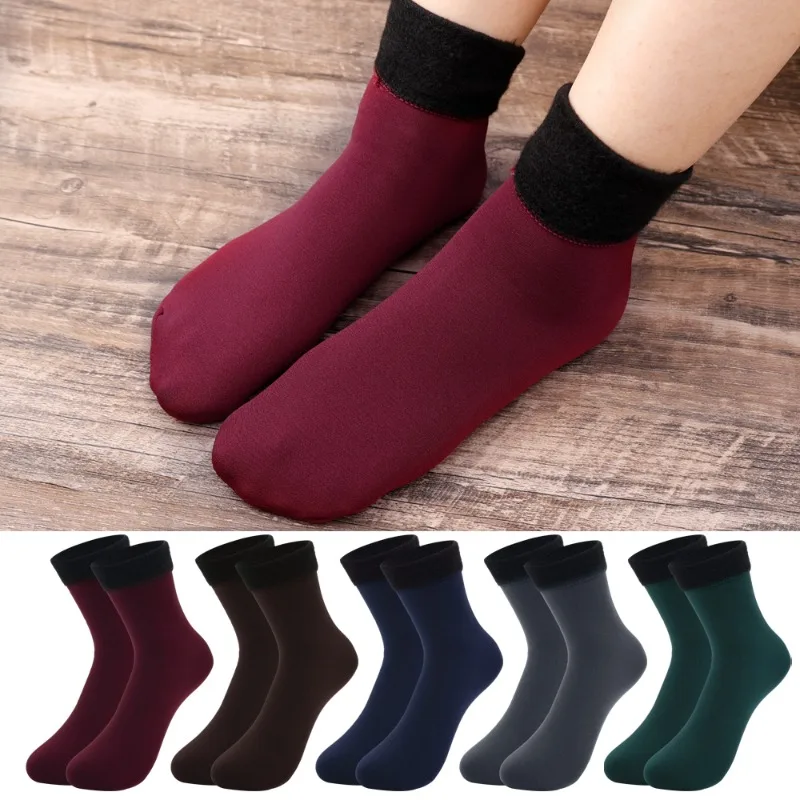 1/3pairs Winter Velvet Warm Socks for Women Solid Nylon Thicken Thermal Socks for Unisex Seamless Soft Boots Floor Sleeping Sock