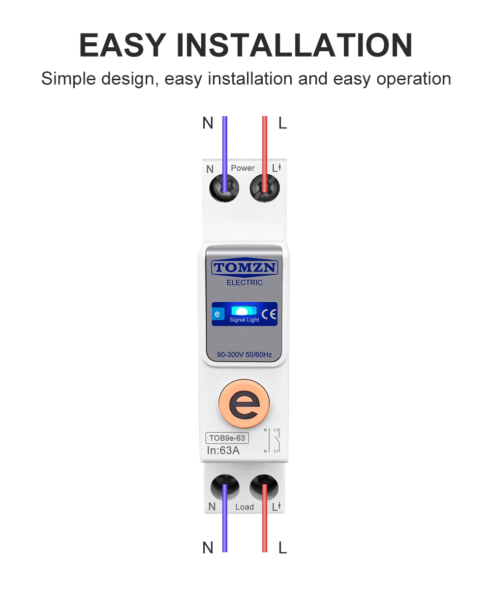 TOMZN-Disjuntor Din Rail WiFi, Interruptor Inteligente, Controle