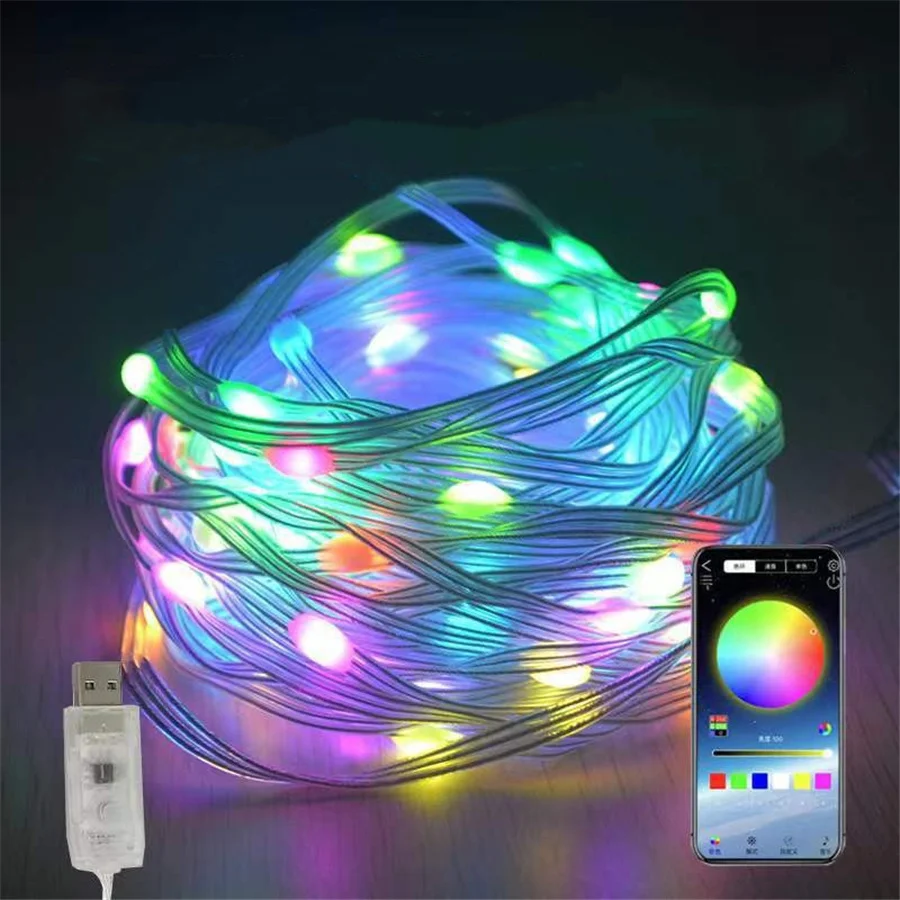 Waterproof 20M 200LED Christmas Tree Fairy String Lights Smart Remote BT APP Control Garden Lights for Party Wedding Patio Decor