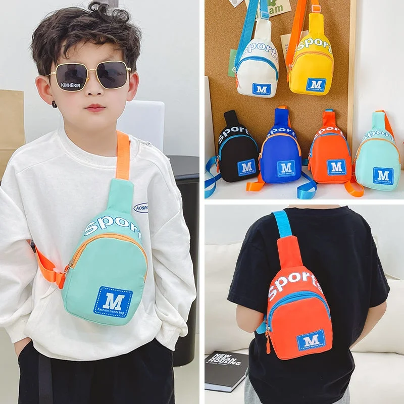 Fashion Kids Boy Girl Chest Bag Letter M Chic Sport Style Shoulder Bag Travel Outdoor Cash Coin Phone Crossbody Bag