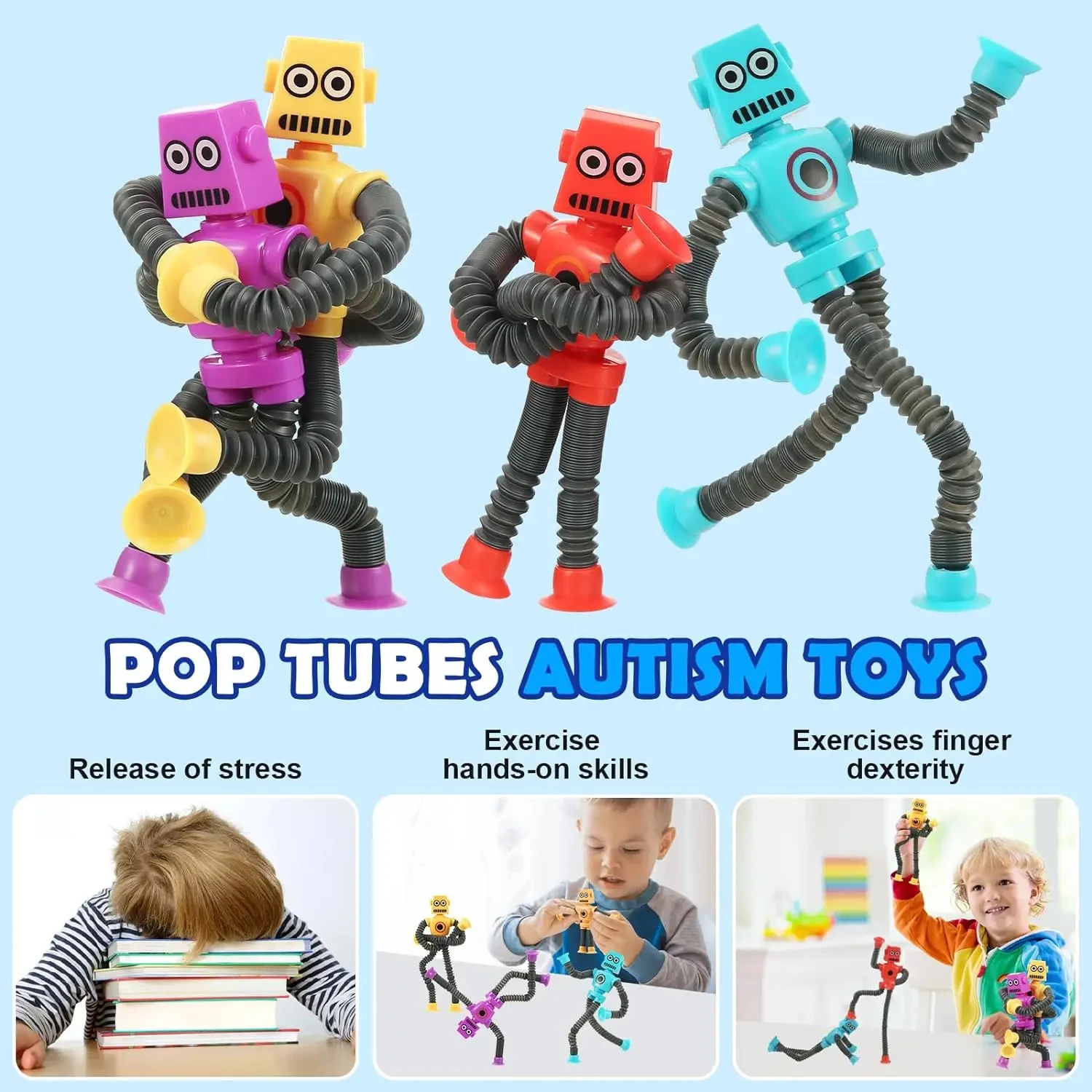 Telescopic Suction Cup Funny Robot Toy Decompression Toy Robot Party Favors Christmas Birthday Carnival Prize Boys and Girls