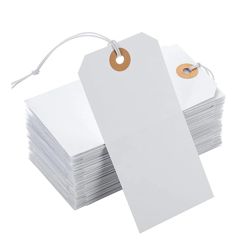 

100 Piece Perforated Cotton Elastic Line Hang Tags Card White Card Label Listing Classification Card Number Plate