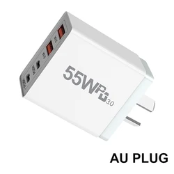 High - Power 4 - Port Fast USB Wall Charger with Type - C and PD3.0 Technology - UK Plug