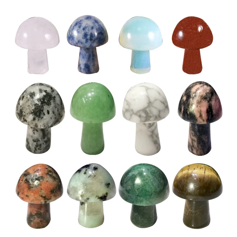 2/5/10pcs Bulk Natural Crystal Mini Mushroom Aura Polished Gem Stone