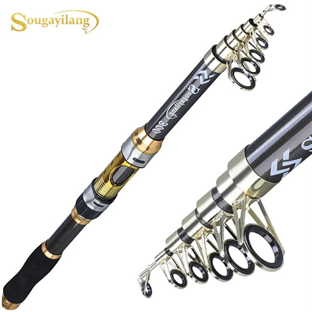Sougayilang 2.1m-3.6m Spinning Fishing Rod Carbon Trout Carp Telescopic Fishing Pole Lure Fishing Rod Tackle