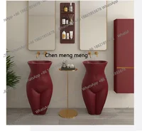 อ่างล้างหน้าทรงสูงแบบอิตาลีสีเบอร์กันดีระดับไฮเอนด์ ผสมผสานงานศิลปะและความคิดสร้างสรรค์เฉพาะตัว ตั้งแต่พื้นจรดเพดาน 4