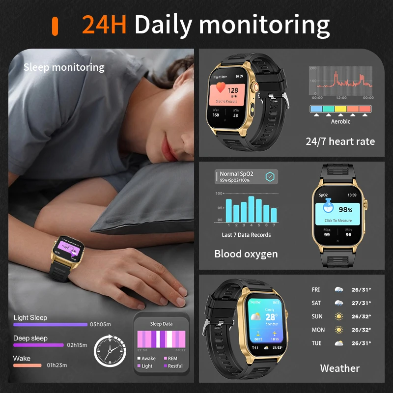LIGE Smart Watch For Men Women 2.01" HD Display Health Monitor Sports Fitness Watches AI Voice Bluetooth Call Man Smartwatch New