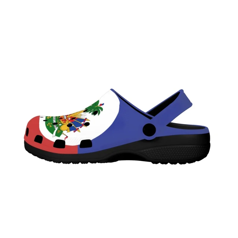 Haitian Flag Summer Slippers For Adults Breathable Garden Shoes Sandals Zapatos Summer Lightweight Hiking Slides