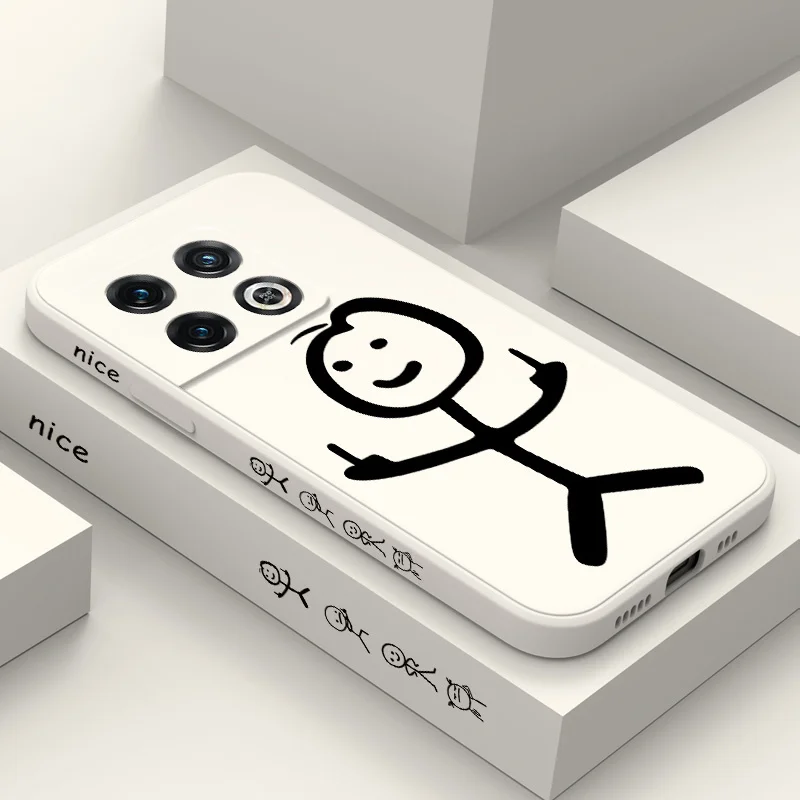 Chic Cartoon Line Art Liquid Silicone Phone Case