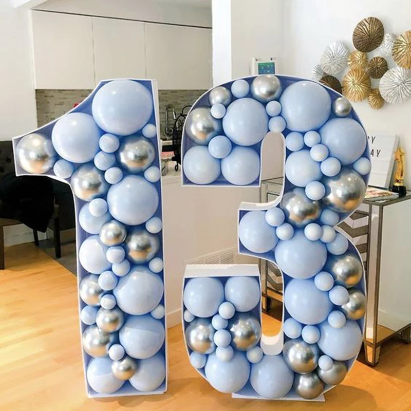 

73/100cm Balloons Numbers Filling Box Mosaic Frame Balloons Stand Kids Adult Birthday Baby Shower Party Wedding DIY Decoration