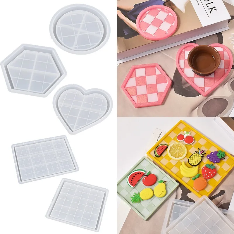 

Creative Love Chessboard Tray Silicone Mold Rectangular Round Tray DIY Crystal Epoxy Resin Molds Home Decoration Making Tools