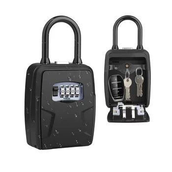 Wheel Password Key Lock Box Wall Mount 4 Digit Passwords Lock Keys Storage Box Hanging Home Office Strong Key Safe Box 1