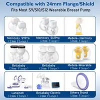 11 Size Flange Sizing Kit for 24mm Flange/Shield of Most Pumps, Silicone Flange Insert for Momcozy/Spectra/Bellababy Breast Pump 2