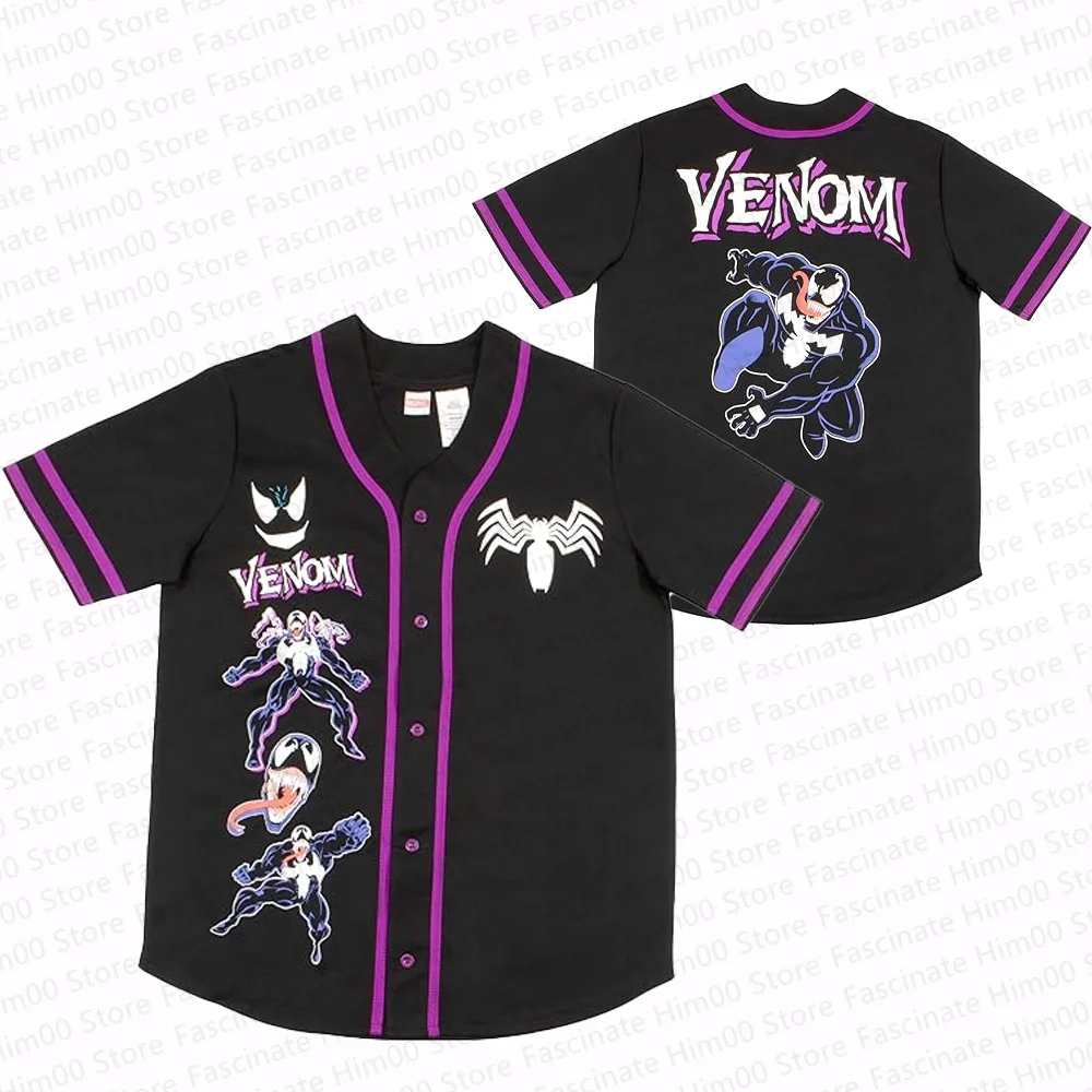 Marvel Venom cool Tshirt Mens summer short-sleeved sports baseball uniform T shirt Pig Man Venom childrens baseball T shirt set 5