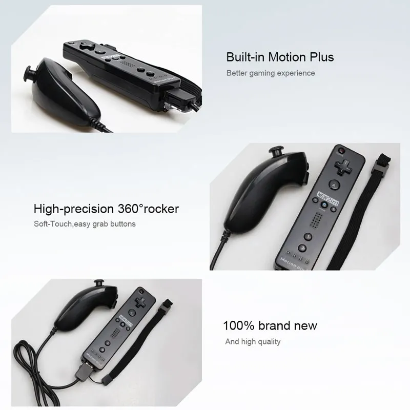 Wireless Remote Gamepad Controller Compatible Nintendo Wii Console Nunchuck Remote Control Joystick Joypad Optional Motion Plus