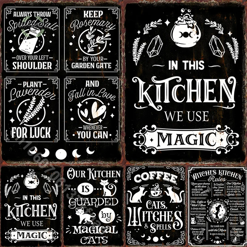 Cucina Witch Element Metal Tin Sign Retro Placca Print House Coffee Club Room Mall Bar Door Plate Art Wall Decorazione Vintage
