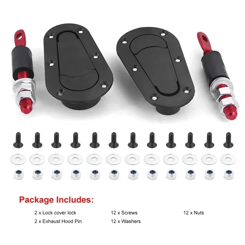 Hood Pins Lock 2Pcs Universal Racing Car Hood Pin Engine Bonnet Latch Mount Kit with/without Lock Key
