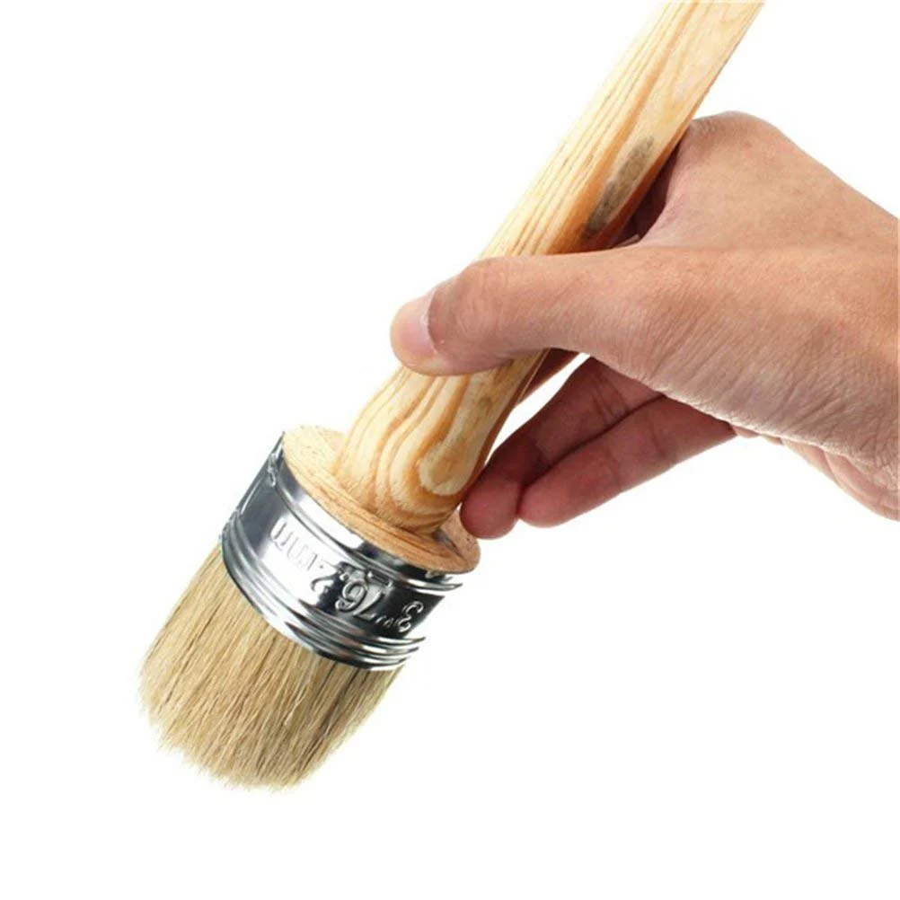 Round Chalk Paint Brush House Chip Paintbrush Circle Stencil with Bristle Pig Mane Paint Brushes