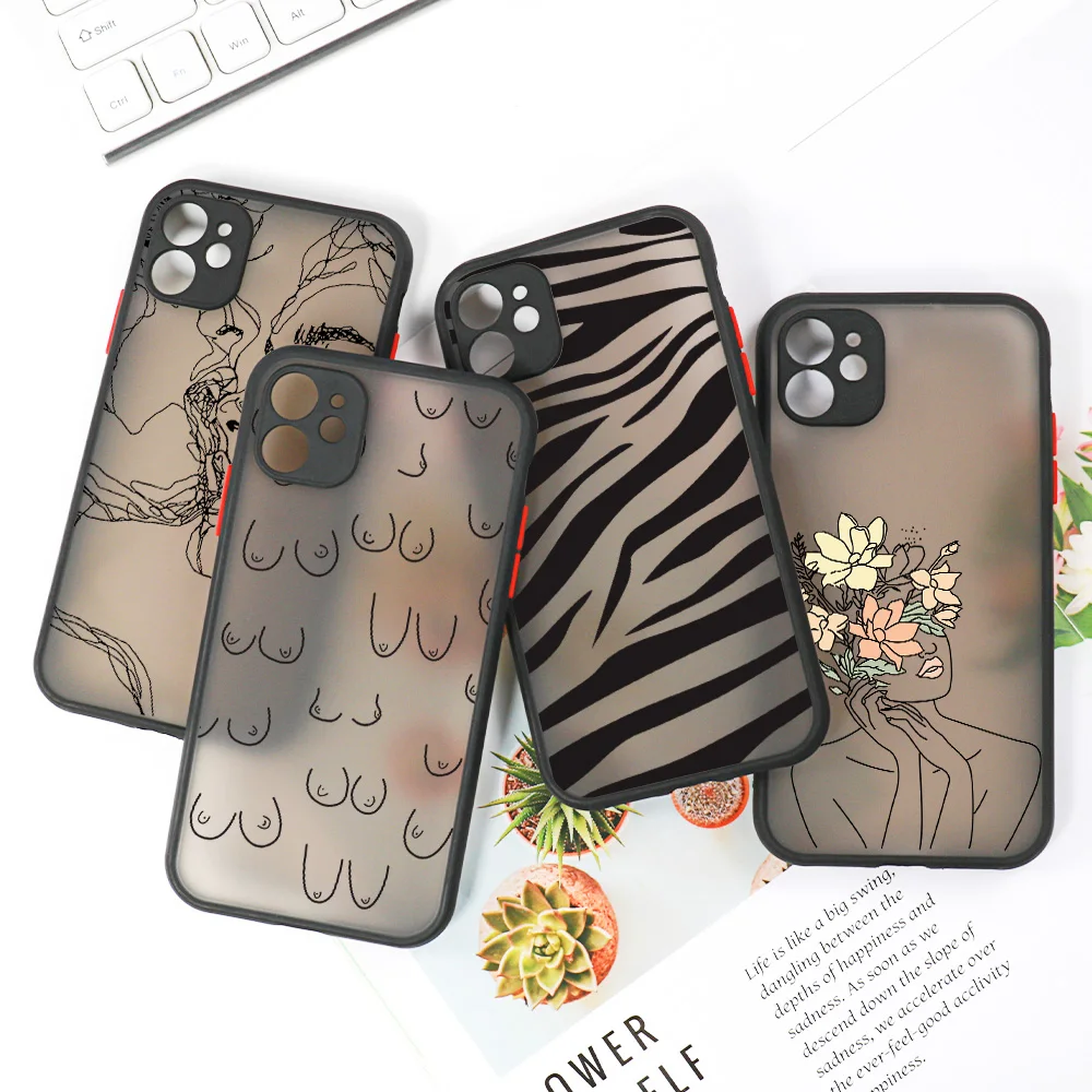 Aesthetic Case Iphone 11 Funda 12 14 Pro Max XR X Xs Max 7 8 Plus SE 2020 Len Protection Hard Matte Back Covers - AliExpress